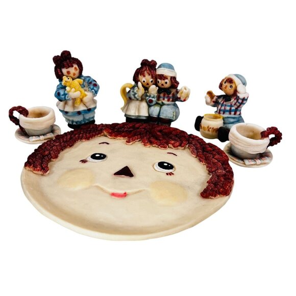 Unbranded Other - Raggedy Ann & Andy 1994 Popular Imports Miniature Resin Vtg Tea Set USA